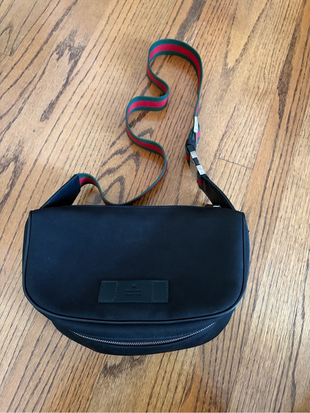 Gucci Off The Grid Black Belt Bag Crossbody Web Stripe Nylon 630920